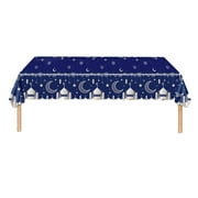 Blue Silver 130*220cm Spot Moon Castle Theme Tablecloth Platinum Blue Gold Black Gold Fast Festival Disposable Tablecloth Moon Tablecloth